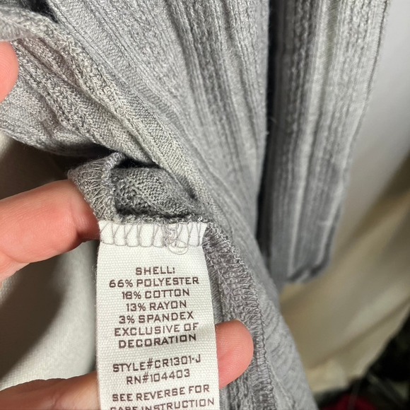 Blu Pepper Women Gray Ribbed Knit Open Front Long Sleeve Cardigan Sweater Size S - Picture 7 of 13